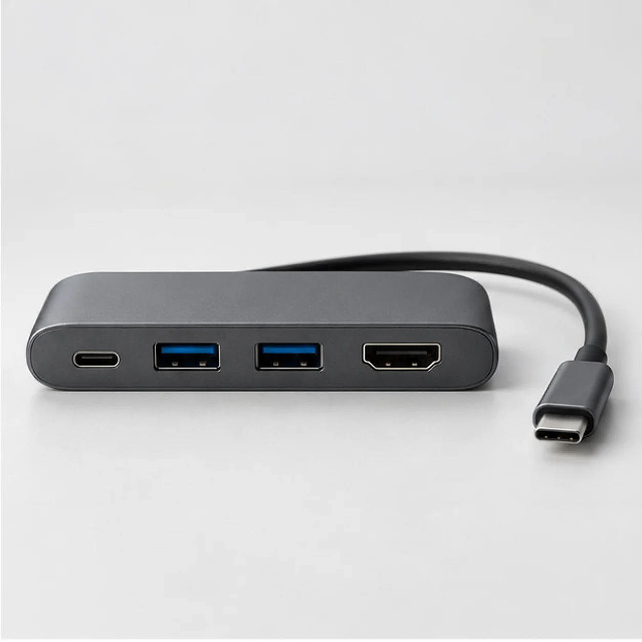 USB-A and USB-C Travel Hub — side view