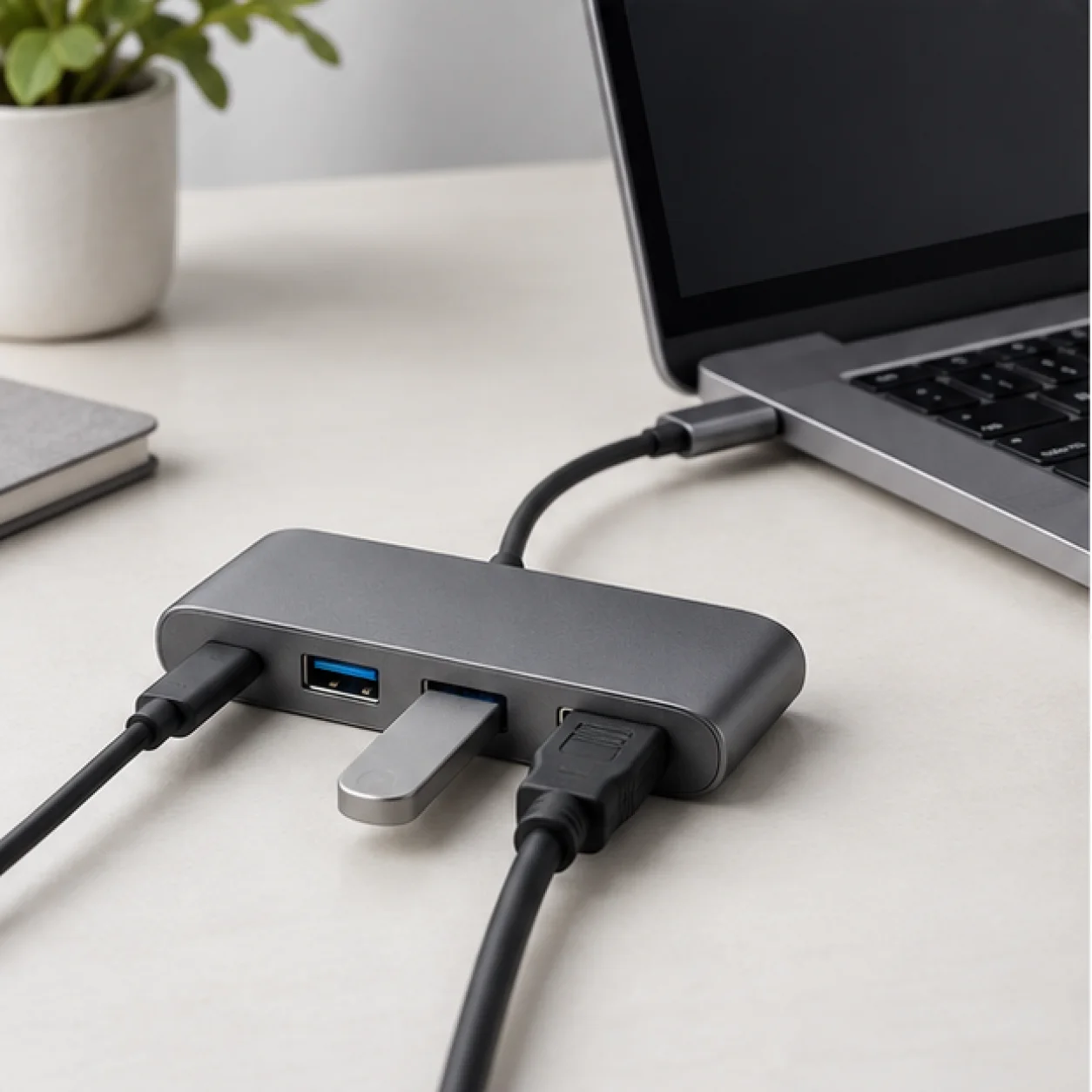 USB-A and USB-C Travel Hub — lifestyle view