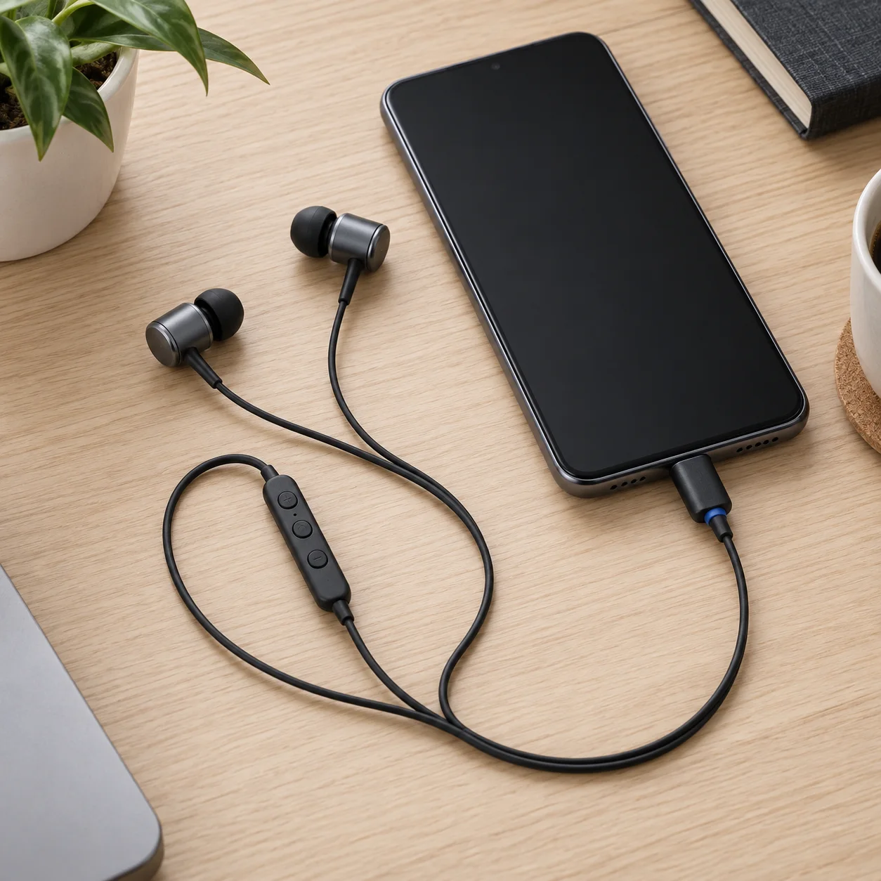 USB-C Wired Earphones — lifestyle view